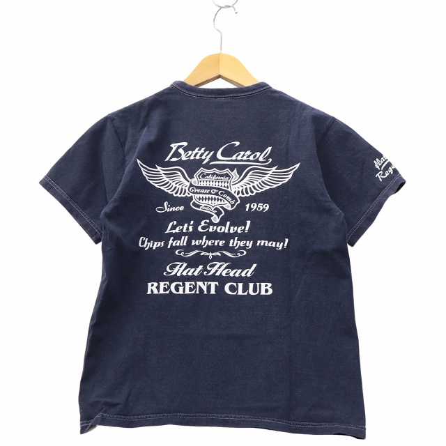 THE FLAT HEAD Tシャツ ネイビー THE FLAT HEAD ザフラットヘッド バックプリント ロゴ 半袖 T