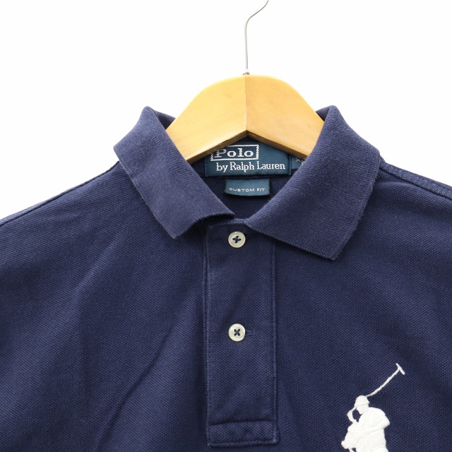 ラルフローレン ポロシャツ 半袖 ハーフボタン ロゴ刺繍 ネイビー L 1275 ポロ バイ ラルフローレン Polo by Ralph Lauren ビッグポニー