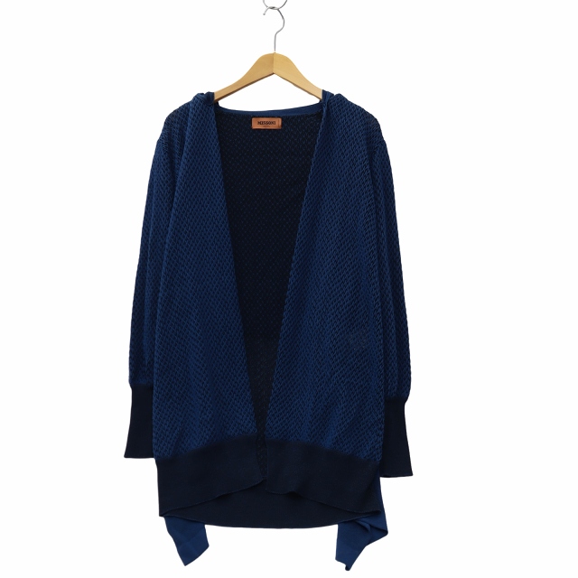 ミッソーニ MISSONI 長袖 ウール ニット ボタンレスカーディガン 40 BLUE ブルー 1802MDM00018BK0029 レディース ミッソーニ MISSONI 長袖 ウール ニット ボタンレスカーディガン