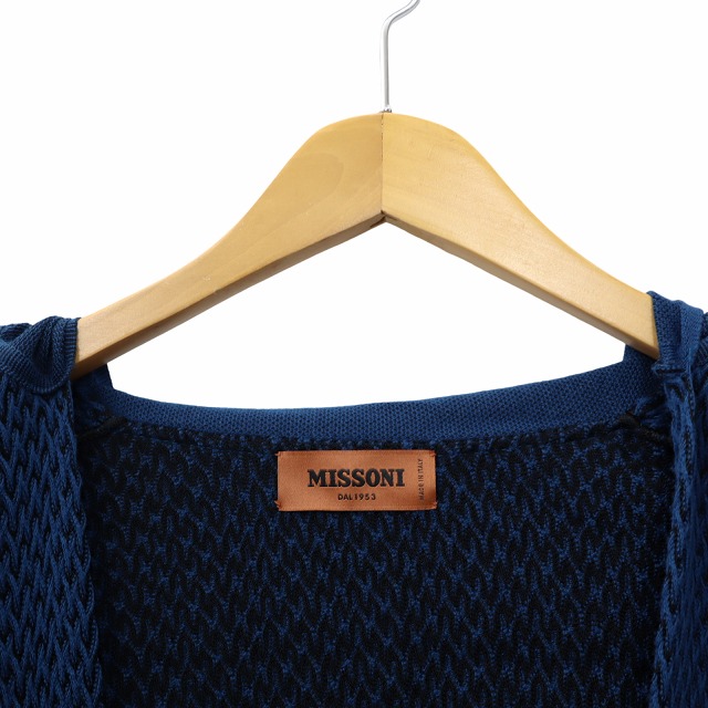 ミッソーニ MISSONI 長袖 ウール ニット ボタンレスカーディガン 40 BLUE ブルー 1802MDM00018BK0029 レディース ミッソーニ MISSONI 長袖 ウール ニット ボタンレスカーディガン