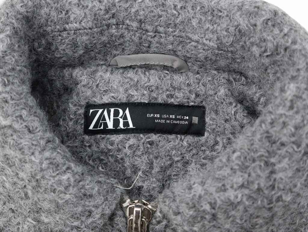 ザラ ZARA ブークレ ショート ジャケット XS GRAY(グレー) 春秋