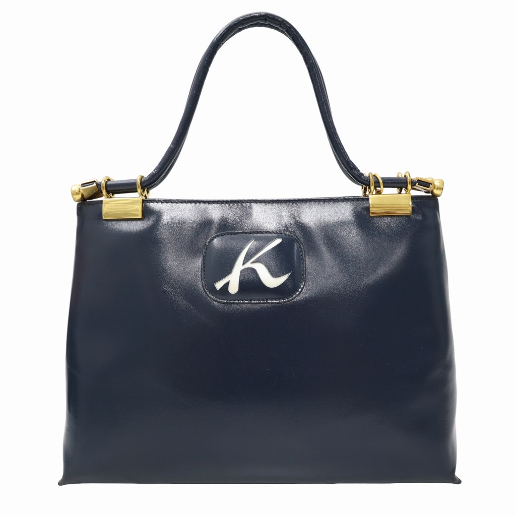 キタムラ Kitamura ポーチ付き レザー ハンドバッグ DARKBLUE(ダーク 