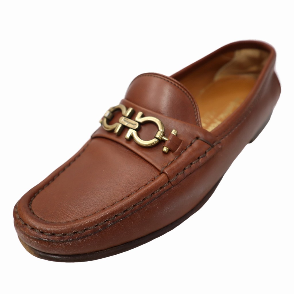 未使用フェラガモ　ガンチーニローファー 6C/23cm ベージュ×金 サルヴァトーレフェラガモ Salvatore Ferragamo ガンチーニ ローファー