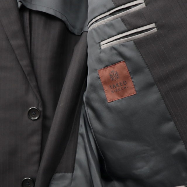 タケオキクチ TAKEO KIKUCHI 3ピース ストライプ 背抜き スーツ