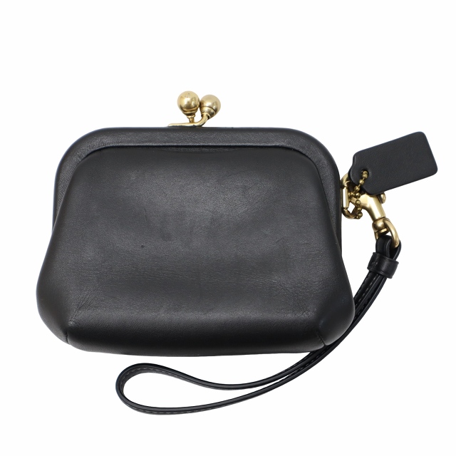 COACH キスロック 財布 レザー がま口 ブラック 68326