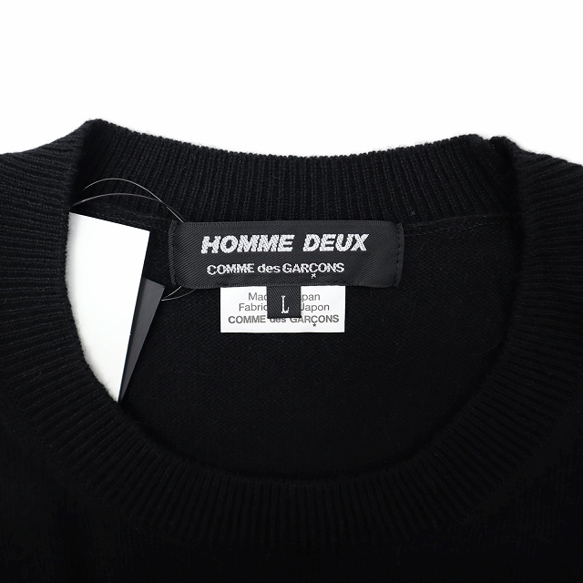 コムデギャルソンオムドゥ 2024AW クルーネック 長袖 ニット セーター L 未使用品 コムデギャルソンオムドゥ COMME des GARCONS HOMME