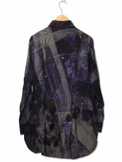 Y's キュプラ ツイル フラワー プリント オープンネック ブラウス 02