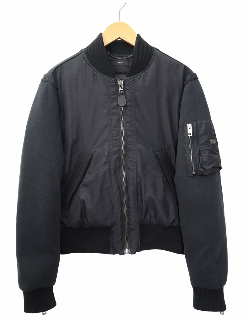 ディーゼル DIESEL コットン ナイロン 切替 ボンバージャケット BLACK 