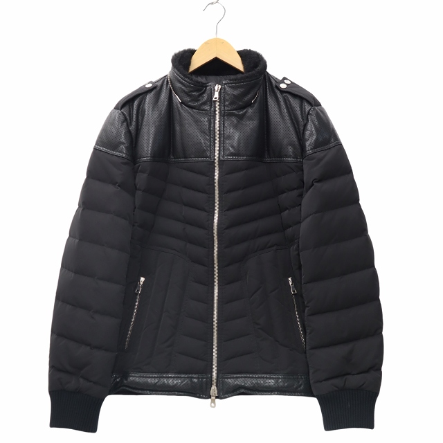 バルマン BALMAIN レザー切替 エポレット ダックダウン ダブル