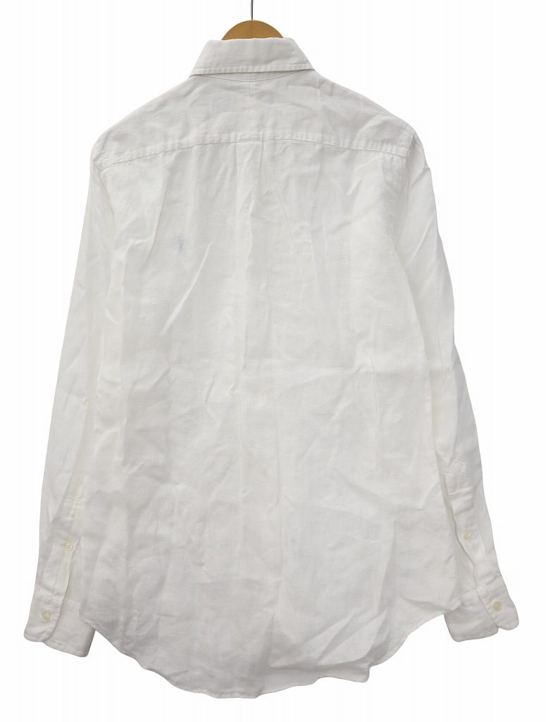 POLO RALPH LAUREN リネン長袖シャツ Lサイズ 白色 ポニー刺繡 ラルフローレン RALPH LAUREN ポニー刺繍 リネン 長袖 シャツ XS