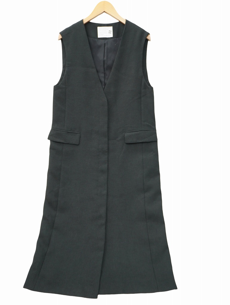 パシオーネ PASSIONE Vネック ロング ジレ 38 BLACK(ブラック