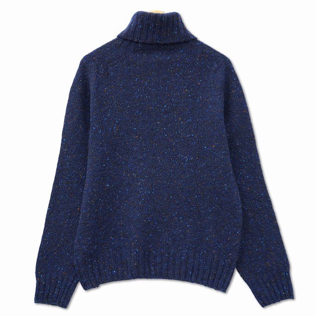 新品 アランペイン タートルネック UK38 ネイビー　英国製　か高級メリノ使用 インバーアラン INVERALLAN 英国製 タートルネック ニット セーター 38