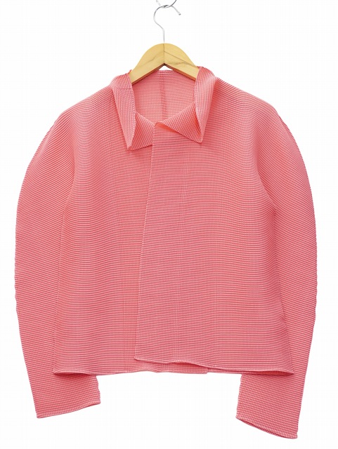 【中古】ISSEY MIYAKE ME ミー プリーツ 長袖 羽織り カーディガン PINK ピンク MI51-FO391 レディース イッセイミヤケ ISSEY MIYAKE ME ミー プリーツ 長袖 羽織り