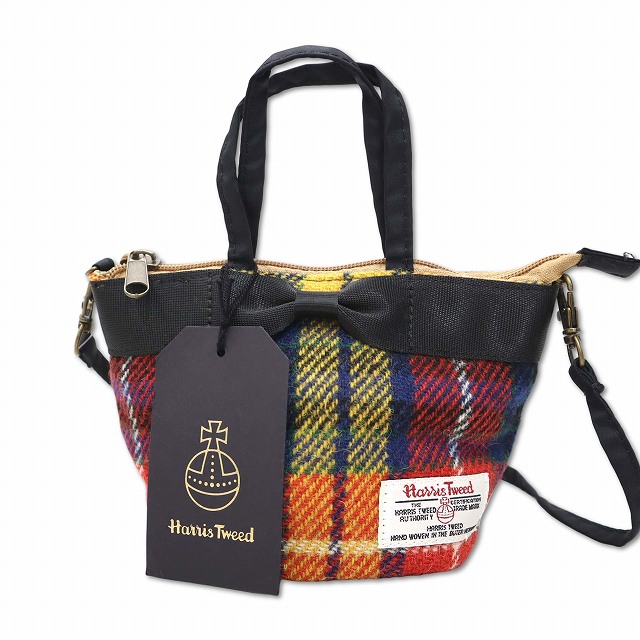未使用品 ハリスツイード Harris Tweed チェック柄 2WAY ミニトート 