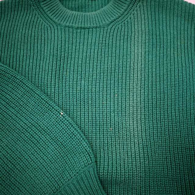ジーユー GU クルーネック コットン ニット セーター S グリーン