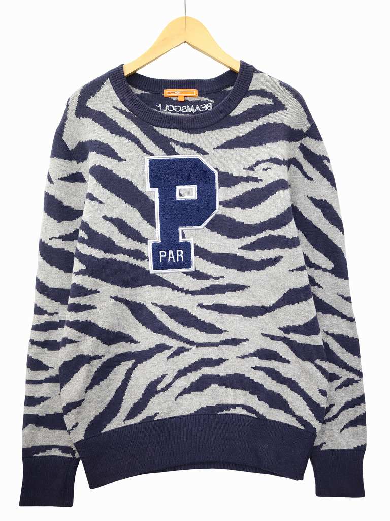 ビームスゴルフ BEAMS GOLF クルーネック パイルワッペン ゼブラ柄