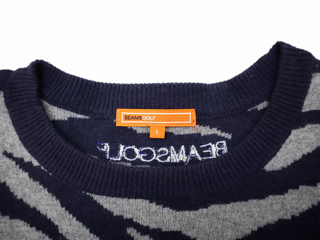 ビームスゴルフ BEAMS GOLF クルーネック パイルワッペン ゼブラ柄