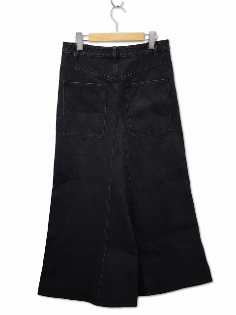 ティビ tibi BLACK DENIM GODET マキシ スカート 26 BLACK(ブラック