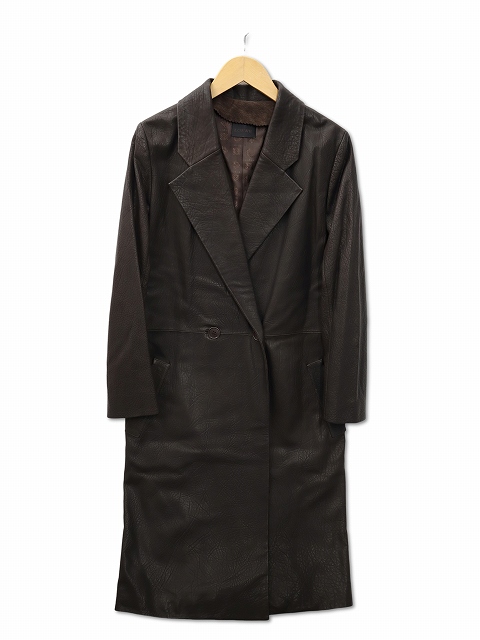 正規品★ロエベ★LOEWE★ラムレザー★ロングコート ロエベ LOEWE 羊革 ラムレザー ダブルブレスト ロング コート 38(M