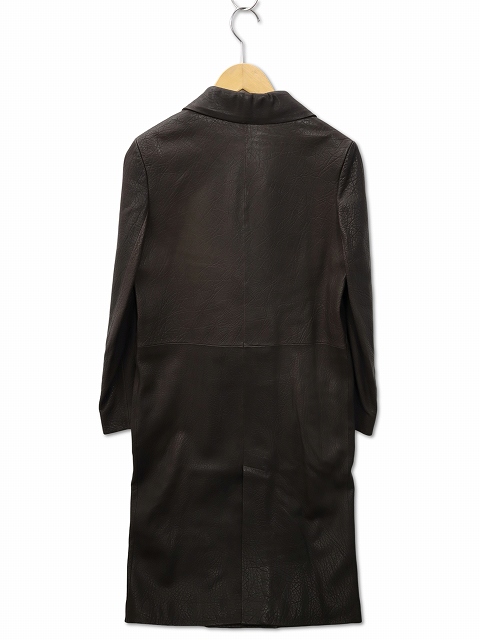 ロエベ LOEWE 羊革 ラムレザー ダブルブレスト ロング コート 38(M