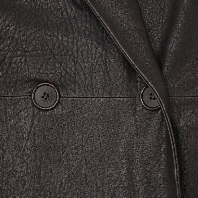 ロエベ LOEWE 羊革 ラムレザー ダブルブレスト ロング コート 38(M