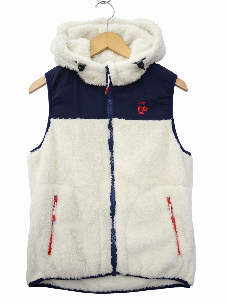 チャムス CHUMS エルモ フリース ベスト L IVORY/NAVY(アイボリー 