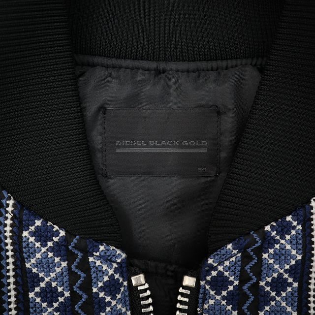 ディーゼルブラックゴールド DIESEL BLACK GOLD 刺繍 ナイロン ジップ 