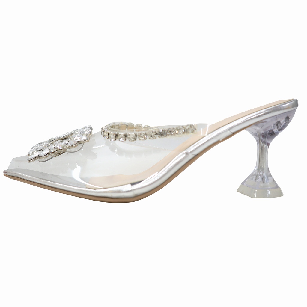 セレクト ビジュー装飾 クリア ミュールサンダル 22.5cm CLEAR(クリア
