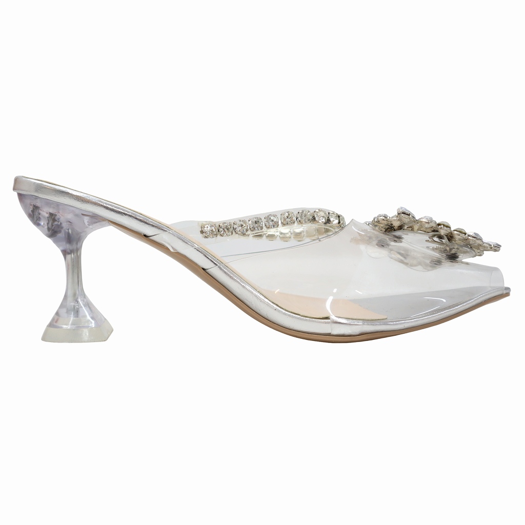 セレクト ビジュー装飾 クリア ミュールサンダル 22.5cm CLEAR(クリア