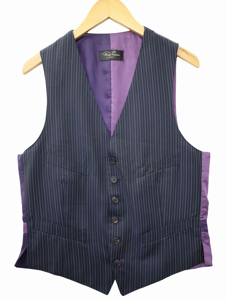 ポールスミス PAUL SMITH ウール モヘヤ ストライプ ベスト ジレ L 