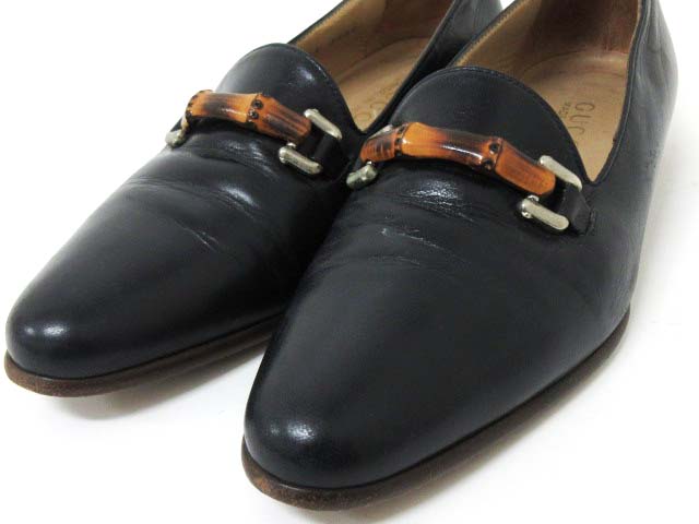 グッチ GUCCI バンブー ローファー シューズ 35.5 C 濃紺 グッチ GUCCI バンブー ローファー シューズ 35.5 C 濃紺