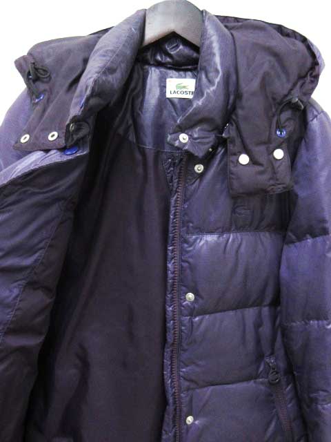 ラコステ LACOSTE ダウンジャケット フード 紫 パープル 40 ナイロン