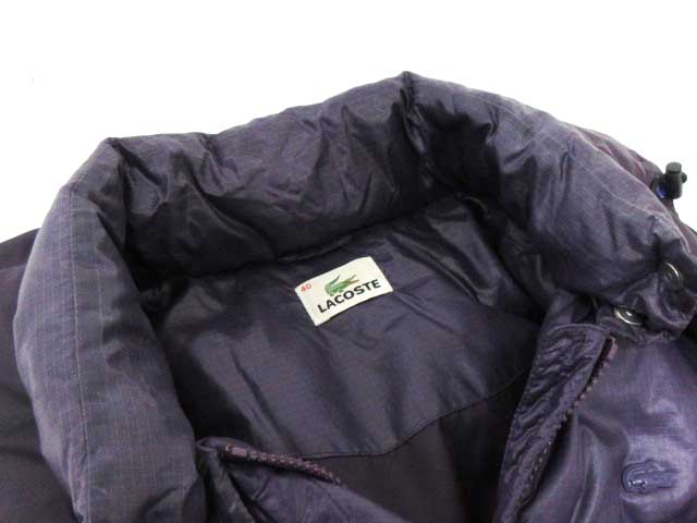 ラコステ LACOSTE ダウンジャケット フード 紫 パープル 40 ナイロン