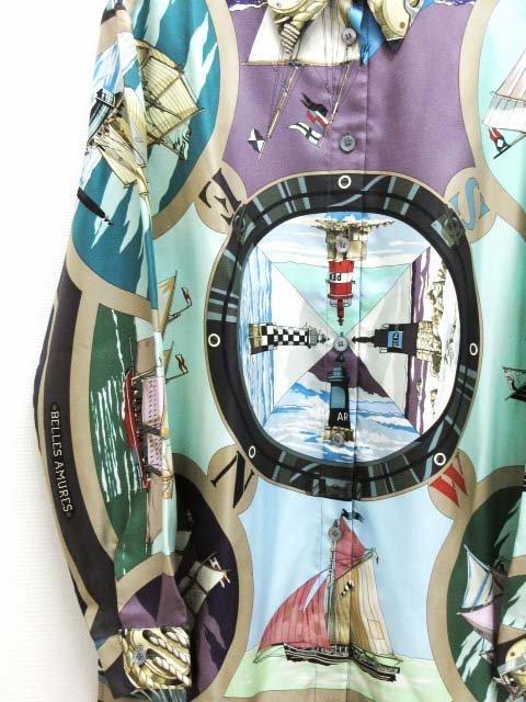エルメス HERMES シルク ブラウス シャツ BELLES AMURES 帆の美学 44 