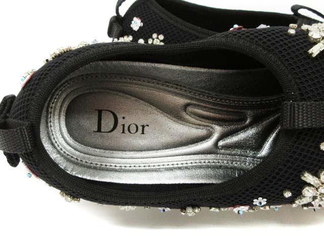 ディオール Dior スニーカー フラワービジュー クリスタル 刺繍
