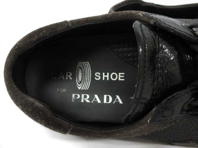 プラダ PRADA ドライビング シューズ エナメル ナイロンメッシュ