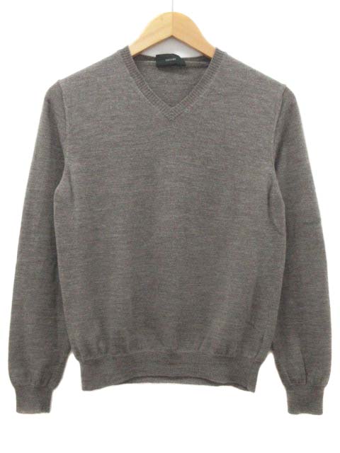 ザノーネ Zanone ニット セーター Vネック ウール 長袖 茶 ブラウン 46