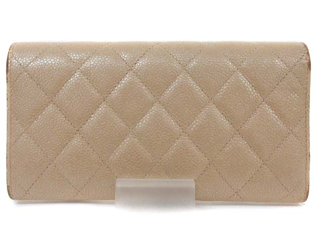 シャネル CHANEL マトラッセ 長財布 キャビアスキン パールベージュ 
