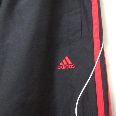アディダス Adidas ジャージ 上下 セットアップ スポーツウェア ジャケット パンツ ジップ 裏地メッシュ 黒 赤 ブラック レッド スリーストライプ M ウエストゴム 裾ジップ 刺繍 X メンズ 0 ベクトルパーク