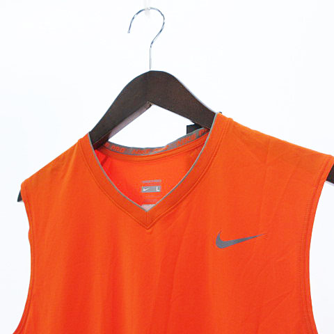 未使用品 ナイキ Nike インナーシャツ ノースリーブ プロ コア Dri Fit スポーツウエア L オレンジ メンズ 0 ベクトルパーク