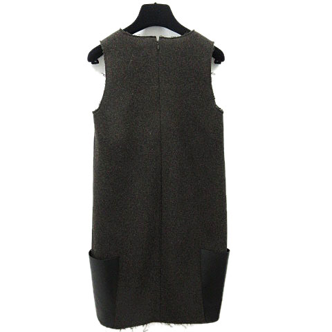 セリーヌ CELINE サイド レザーポケット ウール ノースリーブ 