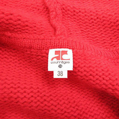 クレージュ courreges ダッフルコート ニット フード ロゴ ロング 赤 