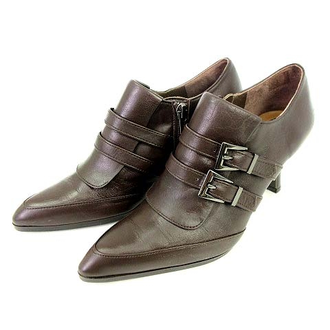 トラサルディ Trussardi ブーティ ショートブーツ ダブルベルト レザー 22 ブラウン 靴 レディース 0 ベクトルパーク