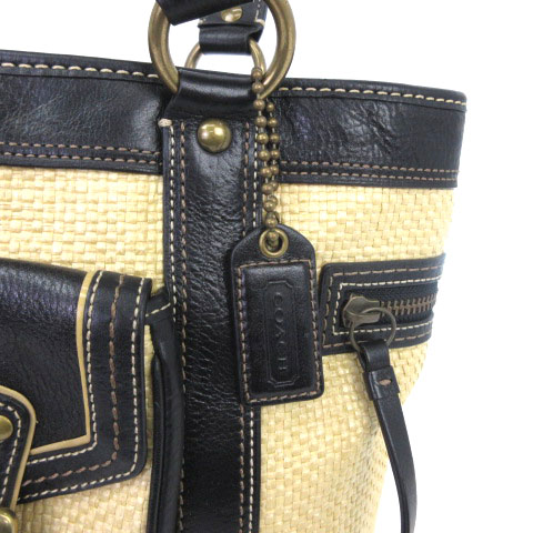 コーチ COACH 113 カゴバッグ トート ストロー ハンドバッグ