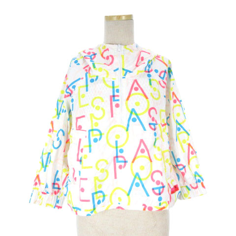 アディダス バイ ステラマッカートニー adidas by Stella McCartney ウィンドグラフィックジャケット ドルマン メッシュ 総柄  オールオーバープリント 白 ホワイト OT S87217 レディース