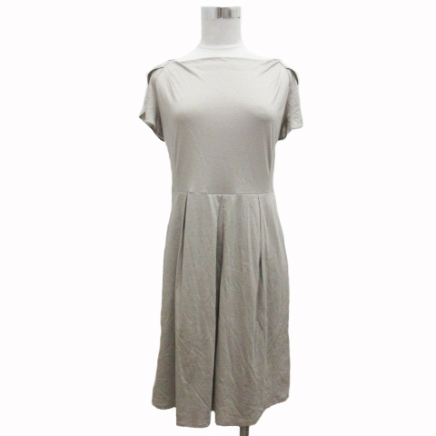 リフレクト Reflect ワンピース フレンチスリーブ 袖フリル ミニ丈 ボートネック タック 無地 9 ライトグレー レディース 0 ベクトルパーク