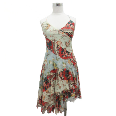 ラルフローレン Ralph Lauren キャミワンピース 膝丈 切りっぱなし ダメージ 花柄 2 マルチカラー レディース 0 ベクトルパーク