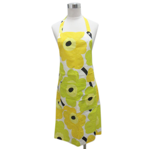 マリメッコ Marimekko エプロン 花柄 首掛け イエロー グリーン マルチカラー 黄色 緑 レディース 0 ベクトルパーク