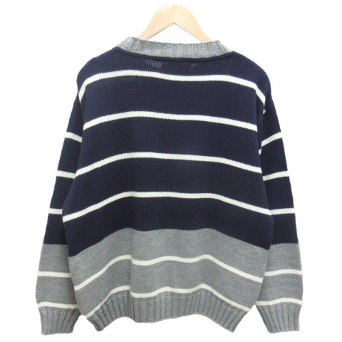 Amita Firenze ニット セーターボーダー クルーネック 長袖 L 紺 ネイビー グレー メンズ 0 ベクトルパーク