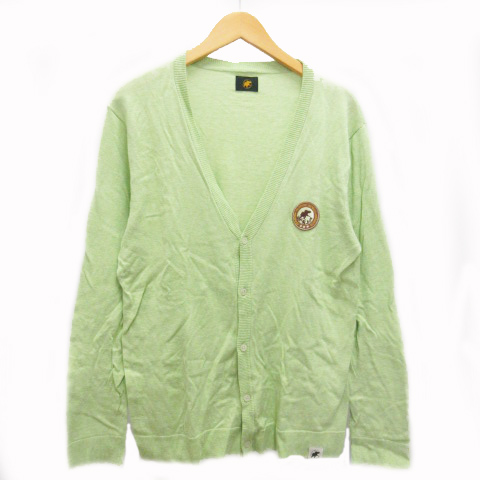 ハンティングワールド Hunting World カーディガン ニット ハイゲージ 長袖 ロゴ ワッペン コットン L ライトグリーン メンズ 0 ベクトルパーク